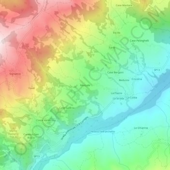 Mapa topográfico Mossale, altitud, relieve