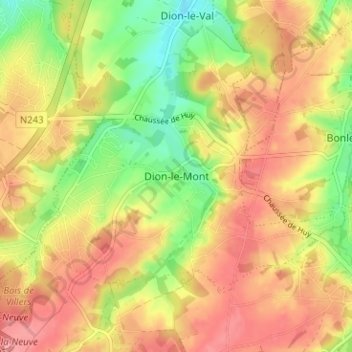 Mapa topográfico Dion-le-Mont, altitud, relieve