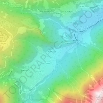 Mapa topográfico Unterkrimml, altitud, relieve
