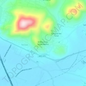 Mapa topográfico El Rincón De La Candelaria, altitud, relieve