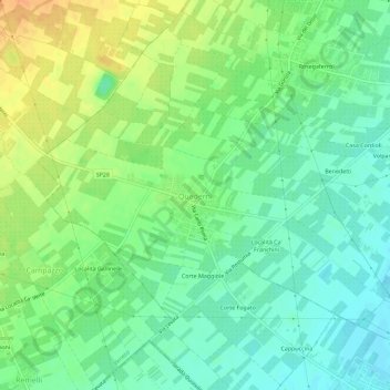 Mapa topográfico Quaderni, altitud, relieve