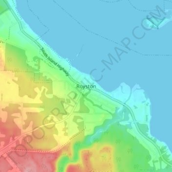 Mapa topográfico Royston, altitud, relieve