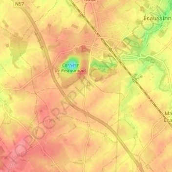 Mapa topográfico Les Croisettes, altitud, relieve