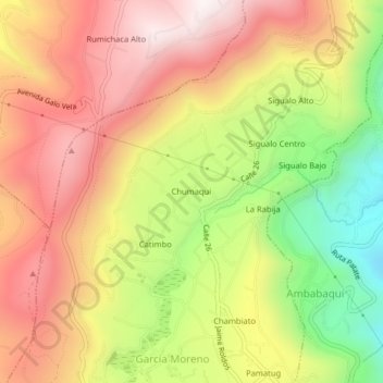 Mapa topográfico Chumaqui, altitud, relieve