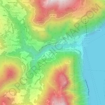 Mapa topográfico Sant'Anna, altitud, relieve
