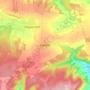 Mapa topográfico Haufeld, altitud, relieve