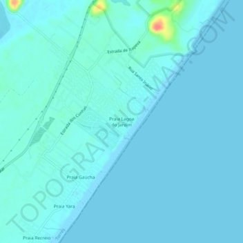 Mapa topográfico Praia Lagoa do Jardim, altitud, relieve