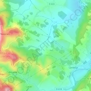 Mapa topográfico Bayles, altitud, relieve