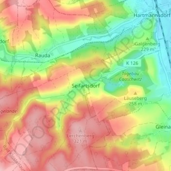 Mapa topográfico Seifartsdorf, altitud, relieve