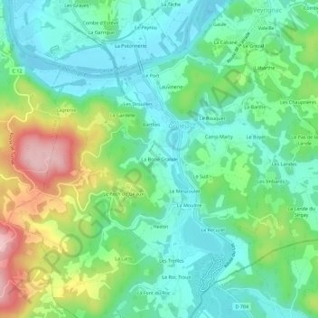 Mapa topográfico La Borie Grande, altitud, relieve