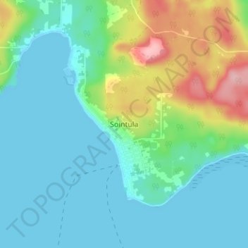 Mapa topográfico Sointula, altitud, relieve