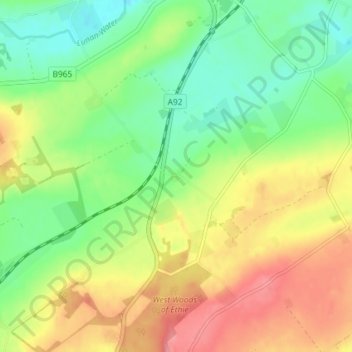 Mapa topográfico Brunton, altitud, relieve
