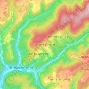 Mapa topográfico Mittlere Schnaid, altitud, relieve