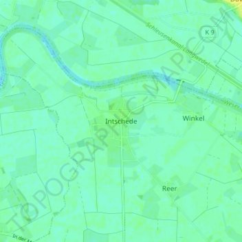 Mapa topográfico Intschede, altitud, relieve