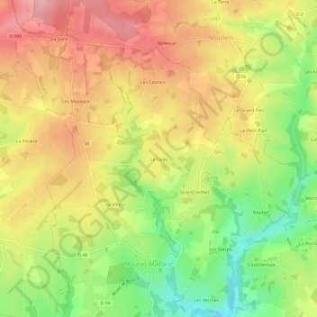 Mapa topográfico Le Geay, altitud, relieve