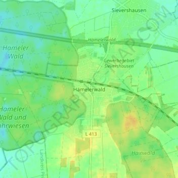 Mapa topográfico Hämelerwald, altitud, relieve