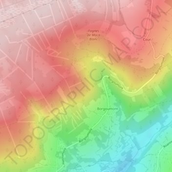 Mapa topográfico Dessus les Roches, altitud, relieve