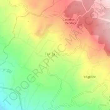 Mapa topográfico Contrada Vallone Rosso, altitud, relieve