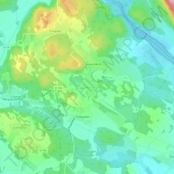 Mapa topográfico Creys, altitud, relieve