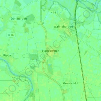 Mapa topográfico Stedebergen, altitud, relieve