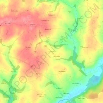 Mapa topográfico Grainfay, altitud, relieve