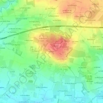 Mapa topográfico Beaulieu, altitud, relieve