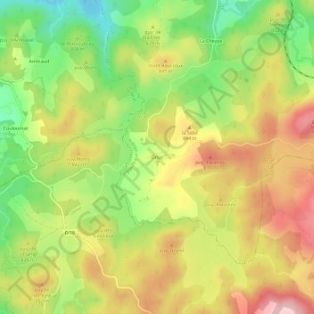 Mapa topográfico Orluc, altitud, relieve