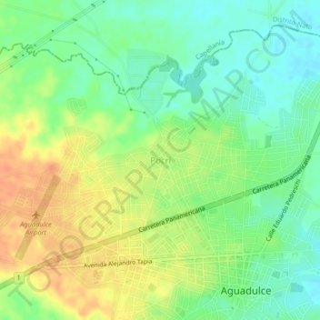 Mapa topográfico Pocrí, altitud, relieve