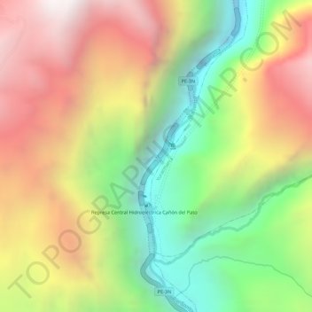 Mapa topográfico Cañón del Pato, altitud, relieve