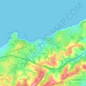 Mapa topográfico Haïcabia, altitud, relieve