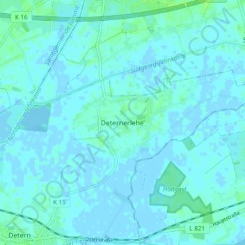 Mapa topográfico Deternerlehe, altitud, relieve
