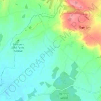 Mapa topográfico Egerton Forstal, altitud, relieve