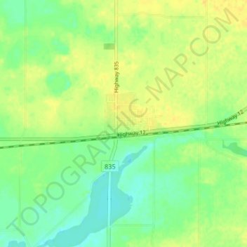 Mapa topográfico Erskine, altitud, relieve