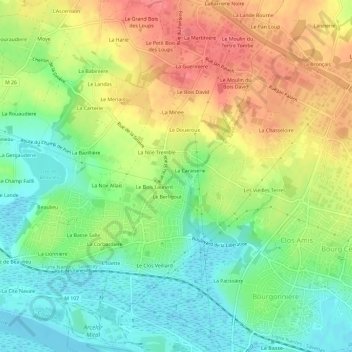 Mapa topográfico La Brulerie, altitud, relieve