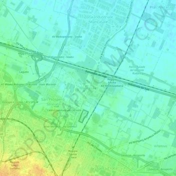 Mapa topográfico Mancasale, altitud, relieve
