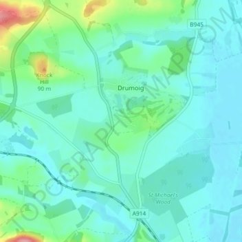 Mapa topográfico Pickletillum, altitud, relieve