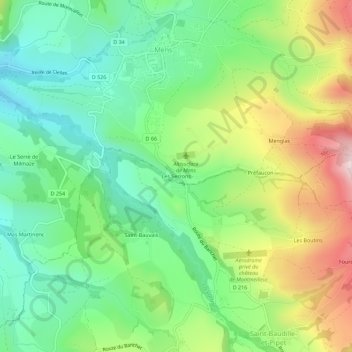 Mapa topográfico Les Serrons, altitud, relieve