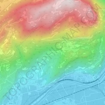 Mapa topográfico Savignano, altitud, relieve