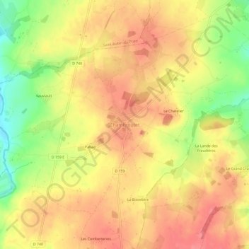 Mapa topográfico Chambroutet, altitud, relieve