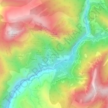 Mapa topográfico Colombier, altitud, relieve