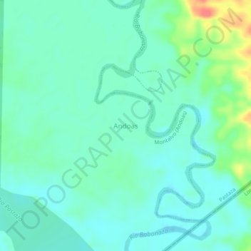 Mapa topográfico Andoas, altitud, relieve