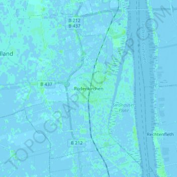 Mapa topográfico Rodenkirchen, altitud, relieve