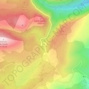 Mapa topográfico La Garussière, altitud, relieve