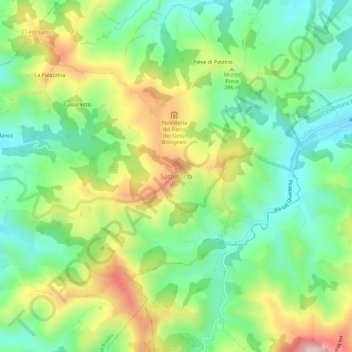 Mapa topográfico Settefonti, altitud, relieve