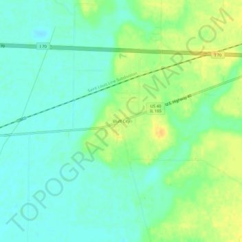 Mapa topográfico Bluff City, altitud, relieve