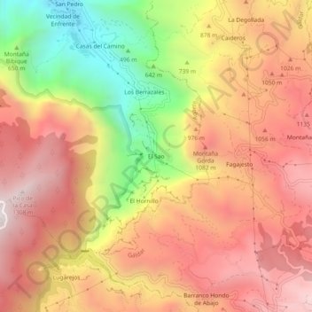 Mapa topográfico El Sao, altitud, relieve
