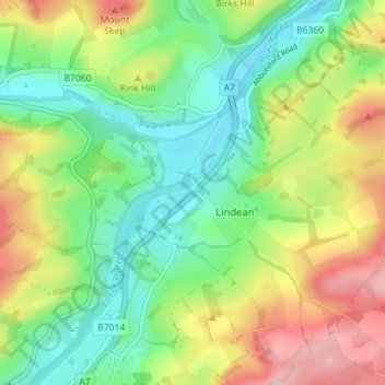Mapa topográfico Lindean Smithy, altitud, relieve