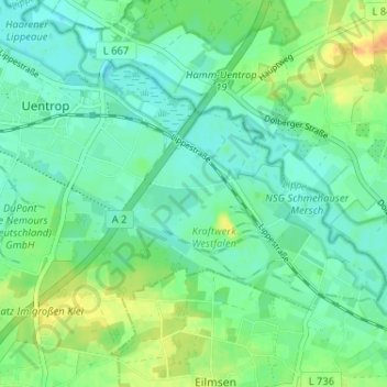 Mapa topográfico Schmehausen, altitud, relieve