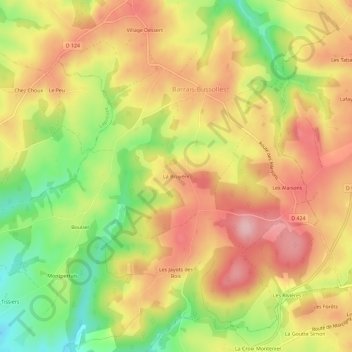 Mapa topográfico La Bruyère, altitud, relieve