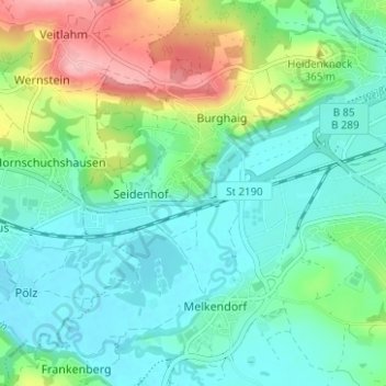 Mapa topográfico Weinbrücke, altitud, relieve